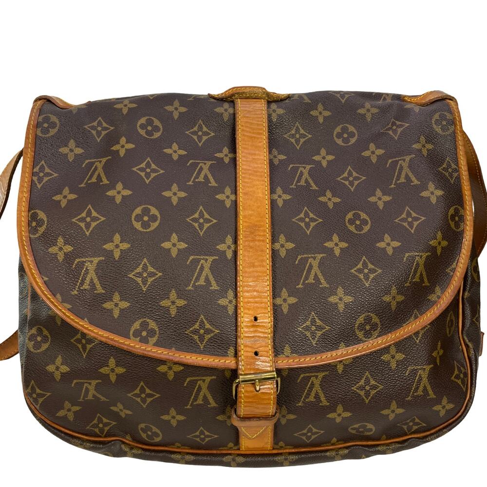Louis Vuitton Saumur 35 Monogram Crossbody Saddle Bag Vintage France
